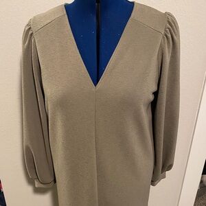 Zara - Green Long Puff Sleeve Short Dress